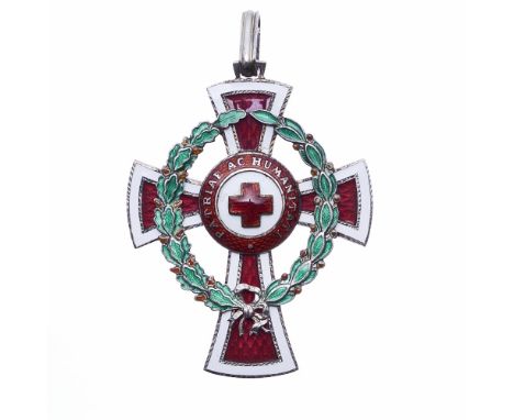 Austria,Honour Decoration of the Red Cross Medal, Second Class with wreath, breast badge, 45mm x 38mm, in silver and enamel. 