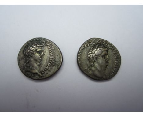 Claudius and Nero 54AD,Ar Didrachms (2), of Caesarea, O. Laureate head of Claudius r, R.Laureate head of Nero r, BMC 416, RIC