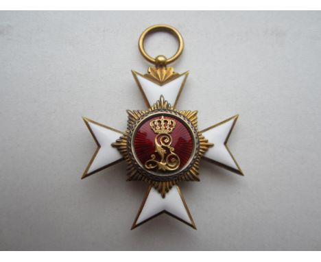 Germany,Lippe Detmold, Princely House Order, breast badge, in silver-gilt and enamel, 48mm x 45mm. Good very fine. (1)For fur