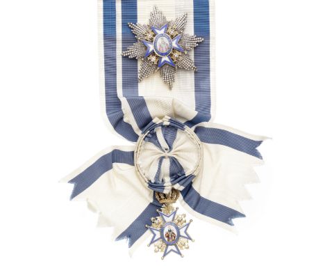 Serbia,Order of St.Sava, 1st type,  First Class set of insignia comprising sash badge and breast star, in silver-gilt, silver