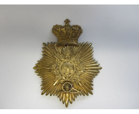 Indian Army, Madras Artillery Officer's Shako Plate c1838-1848.A superb and very rare example the large crowned star back pla