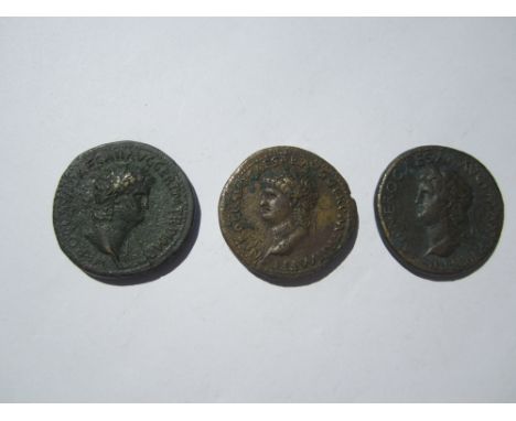 Nero AD 54-68,Ae sesterti (3) O. laureate bust. R. temple of Janus with closed doors. R.C.V. 1958; R. Roma seated left on cui