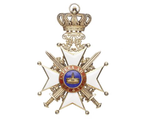 Germany,Mecklenburg-Schwerin, House Order of the Wendish Crown, First Class sash badge, in silver-gilt and enamel. Good very 
