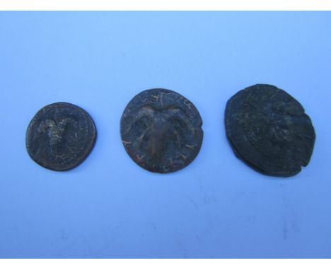 Judaea, Bar Cochba war AD 132-135,Includes Ae 26(2), O. vine leaf. R. palm tree, year 3, G.I.C 5687;  Ae 19, O. bunch of grap