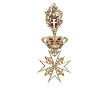 Malta,Sovereign Military Order of Malta, Commander's neck badge, Military Division, in silver-gilt and enamel. Small chip to 