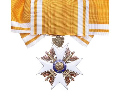Germany,Prussia, Oder of the Red Eagle, sash badge with swords and oakleaves, in gilt metal and enamel, a good quality tailor