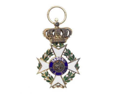 Germany,Baden, Order of Frederick, Knight's breast badge, in silver-gilt, silver and enamel, loop stamped Silber. Toned in pl