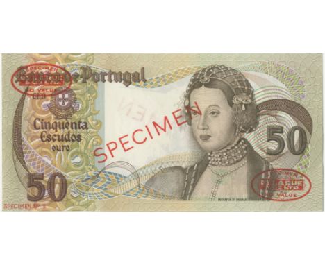 Portugal, Banco de Portugal,50 Escudos, undated and without serial numbers (1968-80), De la Rue seals and SPECIMEN stamped on