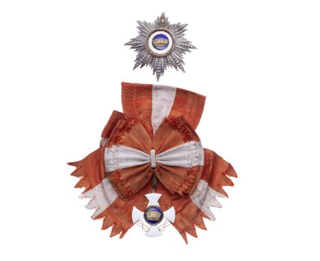 Italy,Order of the Crown, First Class set of insignia, comprising sash badge and breast star, in gold, gilt metal, silver and