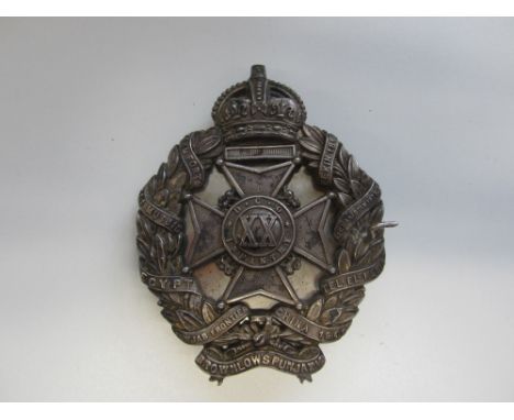 Indian Army, 20th Duke of Cambridge's Own Infantry (Brownlow's Punjabis) Officer's HM Silver Pouch Belt Plate. 1903-1922,A fi