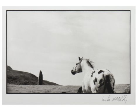 * LINDA MCCARTNEY (1941 - 1998),THE STALLION AND THE STANDING STONEgiclee print, signed27cm x 40cmMounted, framed and under g