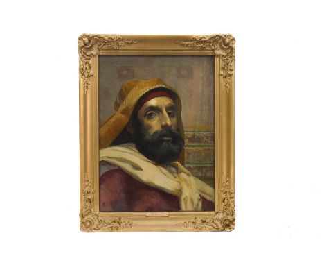 FREDERICK GOODALL RA (BRITISH 1822 - 1904),HEAD AND SHOULDERS PORTRAIT OF A MIDDLE EASTERN GENTLEMANoil on canvas, signed wit
