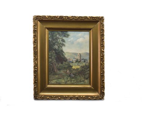 ROBERT EDWIN DOEG (SCOTTISH),CHILDREN PLAYING AT DUNNING, PERTHSHIREoil on canvas, signed43cm x 33cmFramedLabel verso: D R Mu