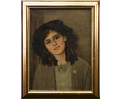 BRITISH SCHOOL,PORTRAIT OF A WOMANoil on canvas40cm x 30cm Framed and under glass. 
