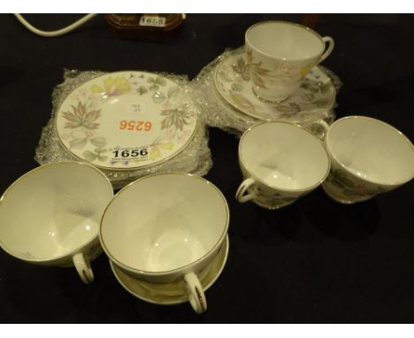 Shelley Columbine pattern eighteen piece tea set including six cups six saucers six tea plates