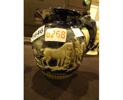 Wedgwood stoneware hunting jug H: 16 cm CONDITION REPORT: No visible damage or repair.