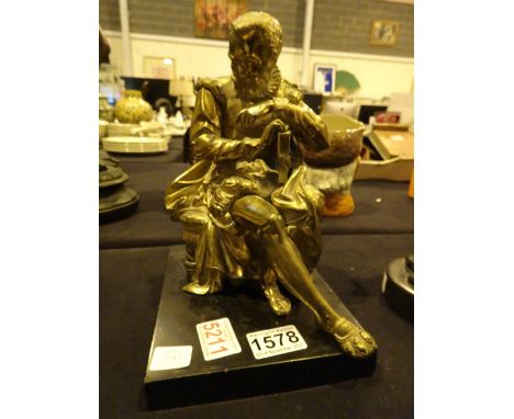 Brass antique figurine on marble plinth posisbly Vasco da Gama