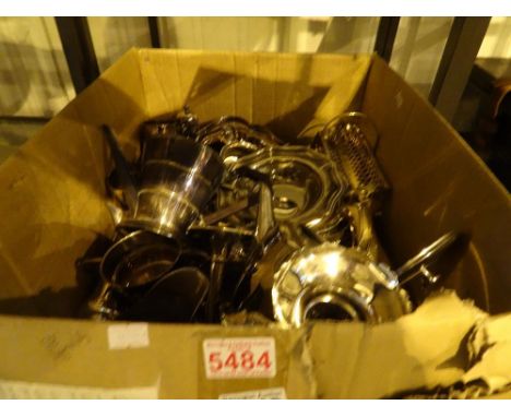 Box of mixed silver plated items including Art Deco tea set