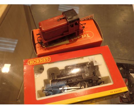 Hornby tank engine and Triang red dock shunter