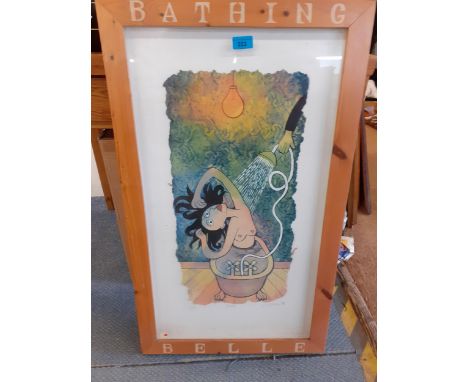 J.W. Anderson-Bath, a limited edition print on paper and material, No2 out of 15, signed right hand corner and dated '98, fra