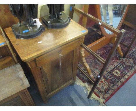 A French side cabinet, together with a tapestry topped stool and a towel rail, Location: 