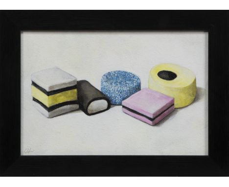 GAVIN SCOTT WEIR, ALLSORTS II oil on canvas panel, signed, further signed and titled verso image size 19cm x 29cm, overall si