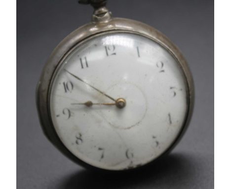 A George III gent's silver pair cased pocket watch by R Simpson of Poulton, signed and numbered to the backplate 270, having 