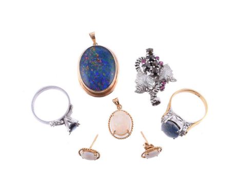 
	
		A COLLECTION OF JEWELLERY ITEMS
		Comprising a sapphire and diamond dress ring, the oval cut sapphire in a raised claw s