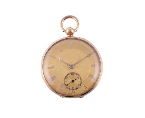 
	
		HAY, LONDON 
		AN 18 CARAT GOLD OPEN FACE POCKET WATCH
		Movement: Three quarter plate movement, bimetallic split balanc