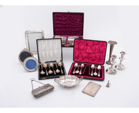 
	
		Y&nbsp;A COLLECTION OF SILVER, SILVER MOUNTED AND SILVER COLOURED ITEMS
		To include: a cased set of six late Victorian 