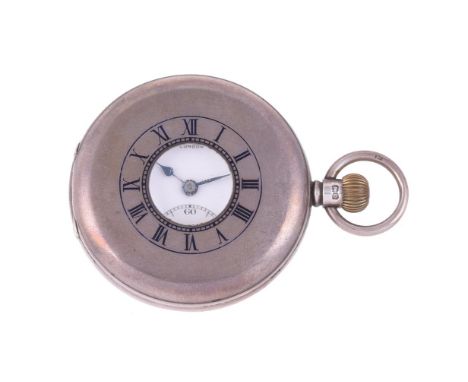 
	
		J. W. BENSON 
		SILVER KEYLESS WIND HALF HUNTER POCKET WATCH, NO. 578253, CIRCA 1929
		Movement: Swiss lever movement, 1