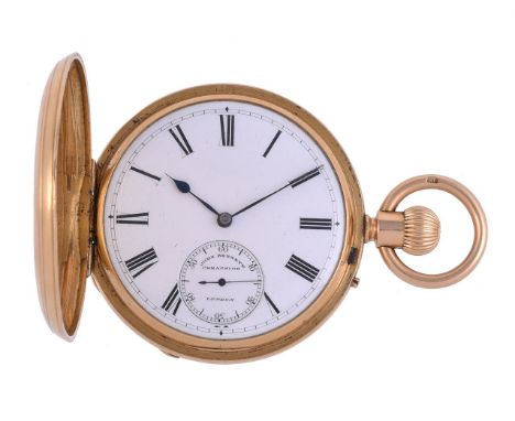 
	
		JOHN BENNETT, LONDON 
		AN 18 CARAT GOLD KEYLESS WIND FULL HUNTER POCKET WATCH, NO. 15867, CIRCA 1875
		Movement: Three 