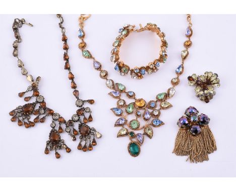 
	
		CHRISTIAN DIOR, MITCHEL MAER, A NECKLACE AND MATCHING BRACELET 
		CIRCA 1952-1956
		With pear and circular shaped vari c