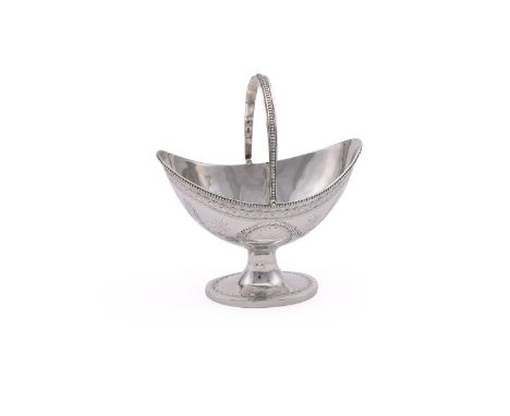 
	
		A VICTORIAN SILVER SWING HANDLED BASKET
		CHARLES BOYTON, LONDON 1871
		With a beaded swing handle and border, engraved 