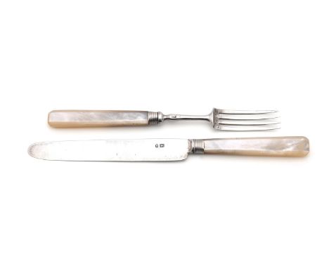 
	
		Y&nbsp;A SET OF EIGHTEEN SILVER AND MOTHER OF PEARL HANDLED DESSERT KNIVES AND FORKS
		PSEUDO GEORGE III ENGLISH MARKS
	