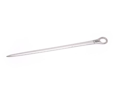 
	
		A SCOTTISH GEORGE III SILVER MEAT SKEWER
		ROBERT GRAY &amp; SON, EDINBURGH 1815
		Engraved with a crest and a motto
		3