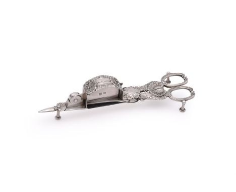 
	
		A PAIR OF GEORGE IV SILVER SCISSOR ACTION CANDLE SNUFFERS
		REBECCA EMES &amp; EDWARD BARNARD, LONDON 1823
		With oval l