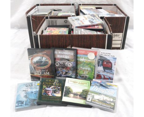 LARGE SELECTION OF TRANSPORT DVD'S
including diesel and steam trains, light aircraft, narrow boats, motor bikes, vintage fire
