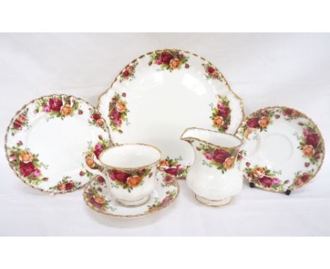 ROYAL ALBERT 'OLD COUNTRY ROSES' CHINA TEA SET
comprising seven cups, seven saucers, seven side plates, cake plate and milk j