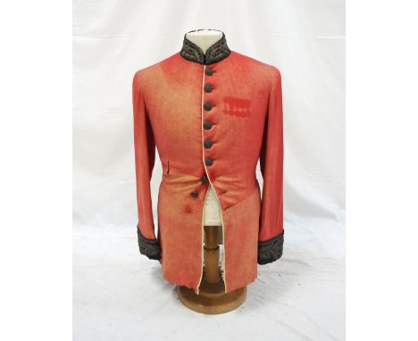 VICTORIAN SCOTTISH LORD LIEUTENANT'S RED TUNIC
with bullion thistle embroidered collar, cuffs and tail section, nine button f