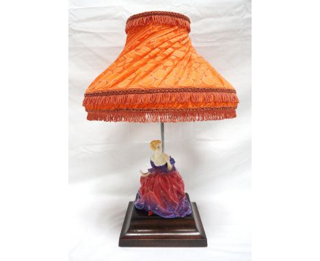 ROYAL DOULTON 'LADY FAYRE' FIGURAL TABLE LAMP
HN1265 and Rd.No.73763', designed by Leslie Harradine and issued 1928-1938, 14c