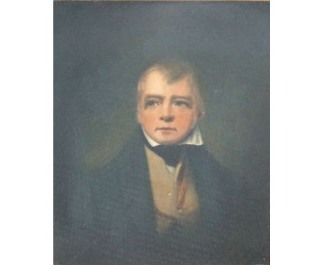 AFTER SIR HENRY RAEBURN (19th century)
Portrait of Sir Walter Scott, oil on canvas, handwritten details to verso, 35.5cm x 25