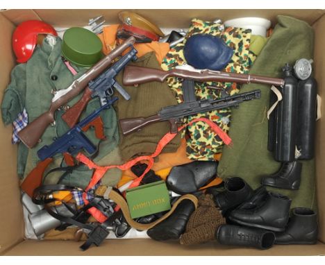 Palitoy Action Man vintage loose clothing/accessories to include guns, various part outfits, helmets/hats plus others - gener
