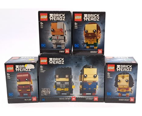 Lego Brick Headz Sealed Super Heroes, Justice League Including: (1) #41601 Cyborg, (2) #41598 The Flash, (3) #41600 Aquaman, 