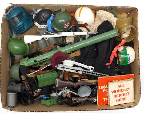 Palitoy Action Man vintage loose clothing/accessories to include guns, various part outfits, helmets/hats plus others - gener