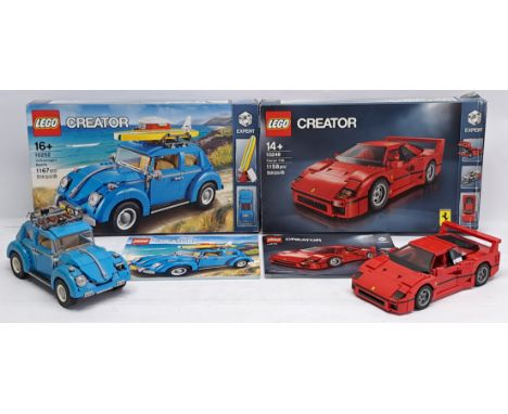 Lego Creator pair to include (1) #10248 Ferrari F40; (2) #10252 Volkswagen Beetle, both models are built, not checked for com