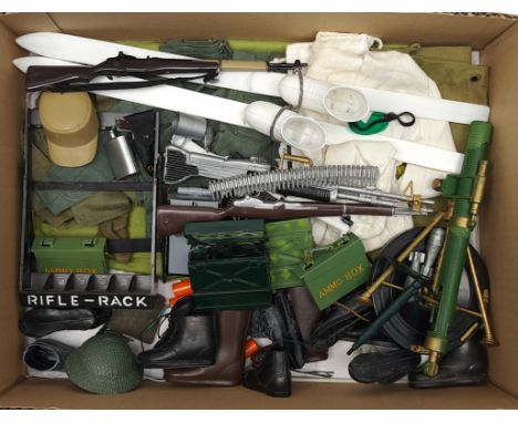 Palitoy Action Man vintage loose clothing/accessories to include guns, various part outfits, helmets/hats plus others - see p