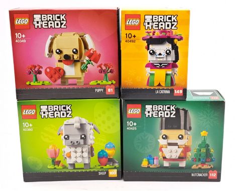 Lego Brick Headz Group Including: (1) #40425 Christmas, Nutcracker, (2) #40380 Easter, Sheep, (3) #40349 Valentines Day, Pupp