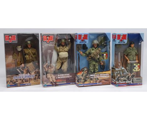 Hasbro GI Joe group to include (1) #81537 Vietnam Nurse; (2) #81547 WW II U.S. Infantry with Flamethrower; (3) #81571 Airborn