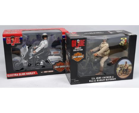 Hasbro GI Joe Harley Davidson pair to include (1) #81477 U.S. Army Courier &amp; WLA 45 Harley-Davidson; (2) #81697 Electra G